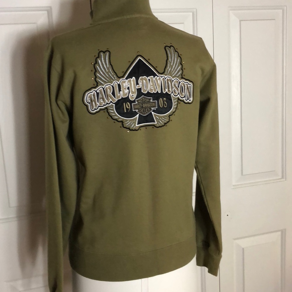 Stunning olive green Harley Davidson zip up jacket